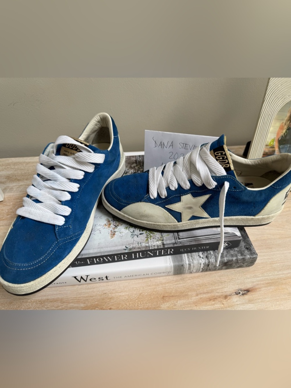 Golden Goose Blue Suede Star Low-Top Sneakers